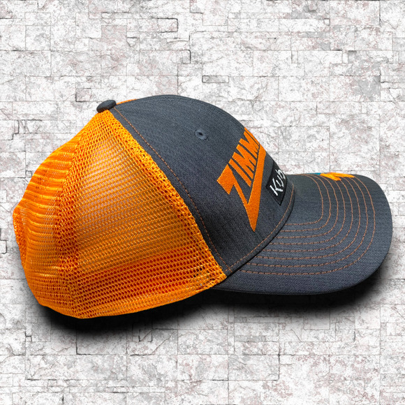 Zimmerer Kubota ZK Embroidered Trucker Hat Cap Snapback Orange Gray Mesh Back - Picture 3 of 6
